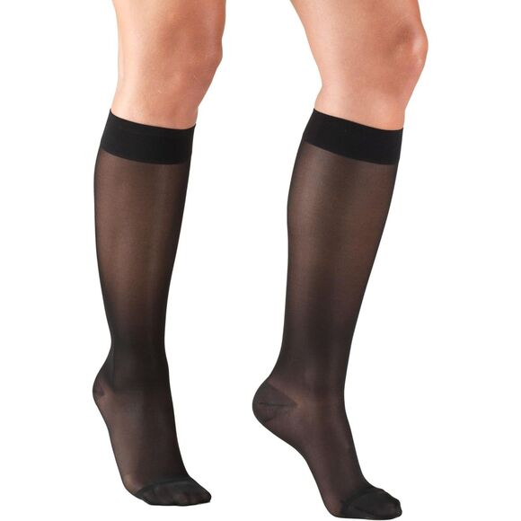 Truform Sheer Compression Stockings Women's Knee High Length Black 3X-Large - Picture 1 of 6